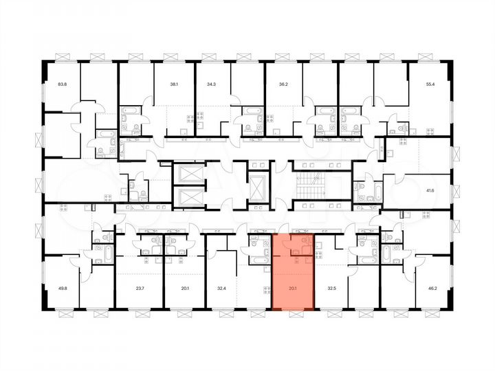 Квартира-студия, 20,1 м², 9/24 эт.