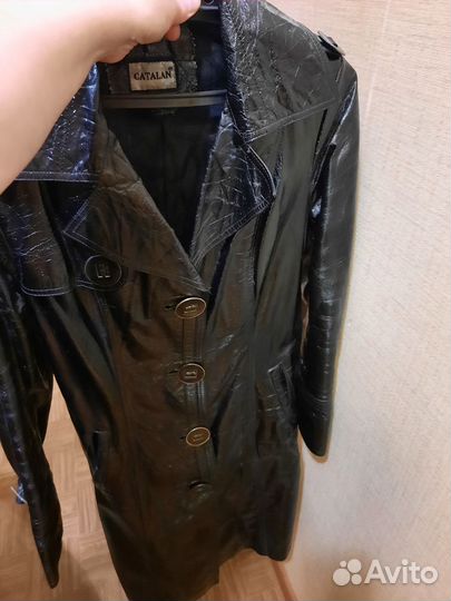 Кожаный плащ женский М размер