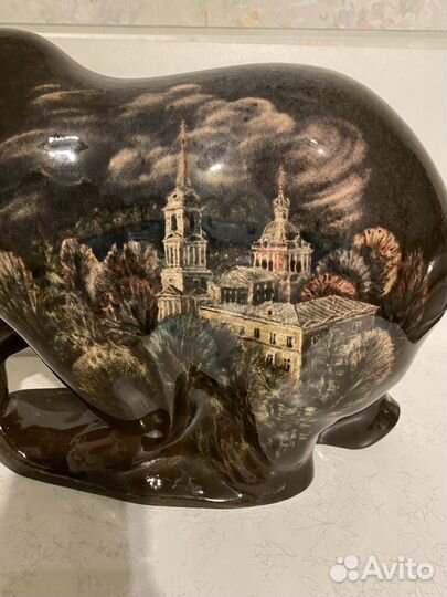 Керамика,Большой медведь с ручной росписью