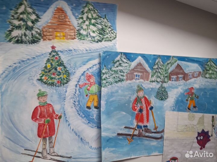 Рисунок, спорт.новгод,спортсемья Достав Лен.р-ну