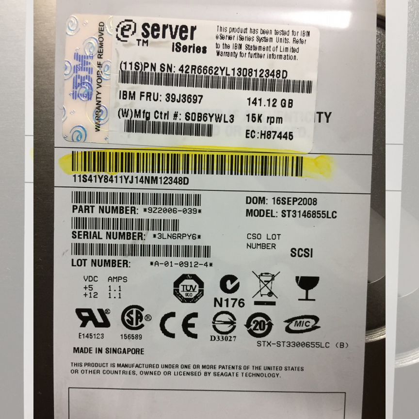 [39J3697] Жесткий Диск Ibm 141.12gb 15k Scsi 39j3697