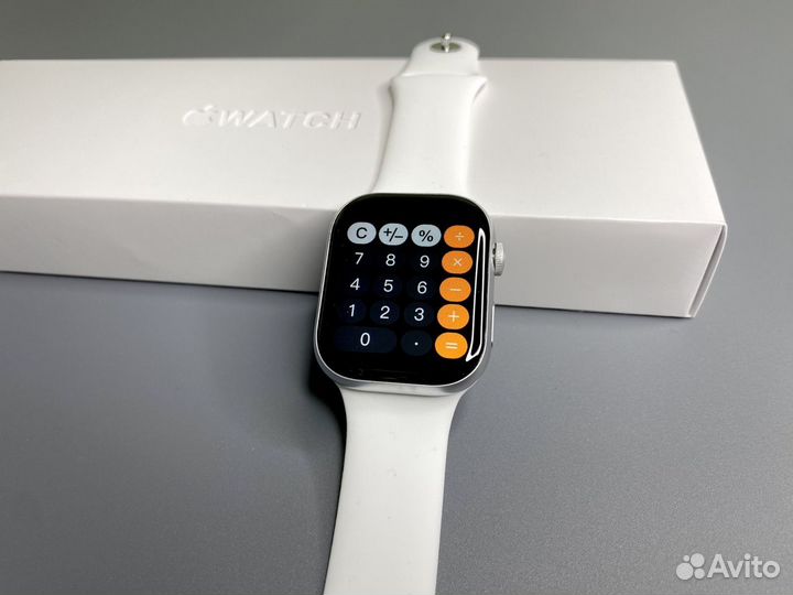 Apple watch 9 с яблоком при включении (серебро)