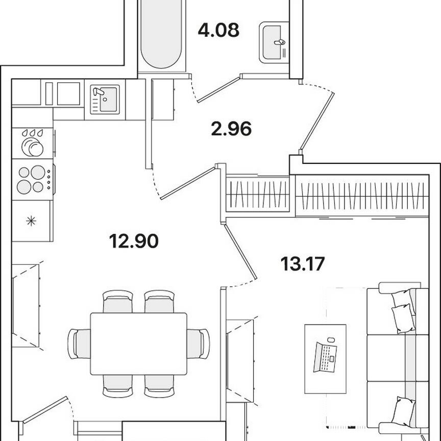 1-к. квартира, 34,2 м², 7/12 эт.