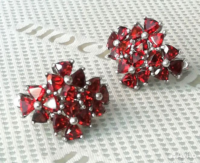 Серьги серебро гранат С405