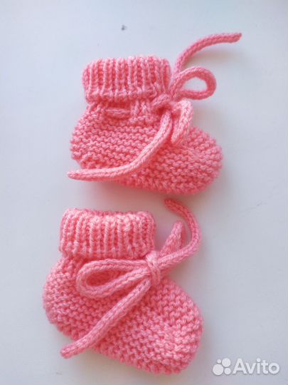 Пинетки вязаные для новорожденных
