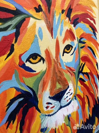 Картина масло «Лев» на холсте с подрамником