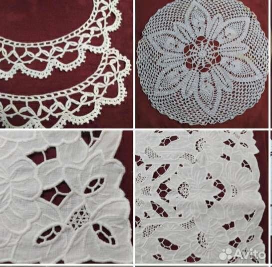 Вязаный ажурный воротничок и салфетки