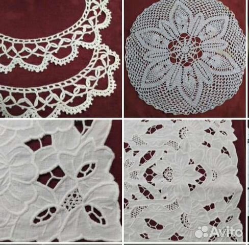 Вязаный ажурный воротничок и салфетки