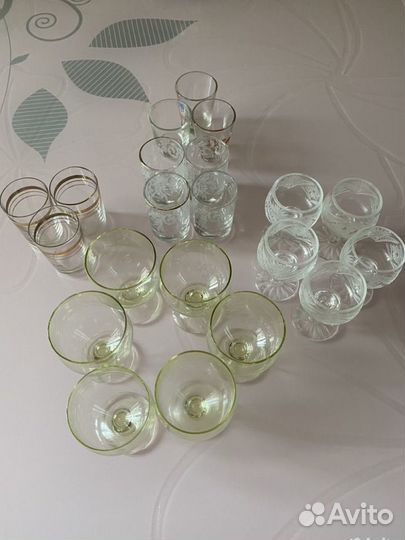 Рюмки и стопки СССР цветное стекло / хрусталь