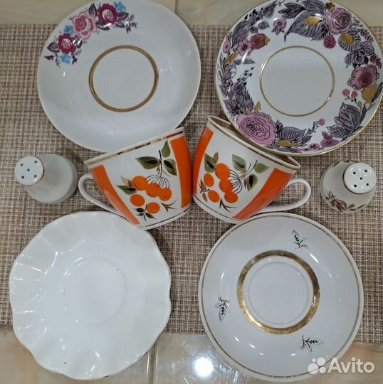 Чайные пары Маки Барановка, блюдца, салатники СССР