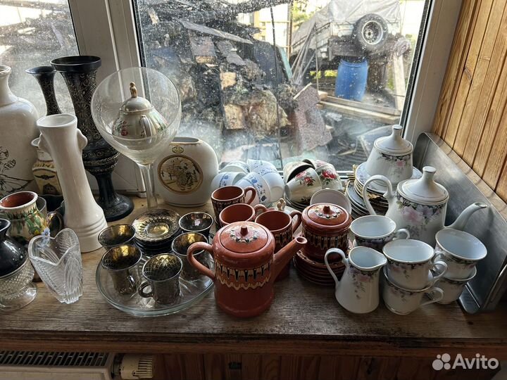 Хрусталь, набор посуды, статуэтки