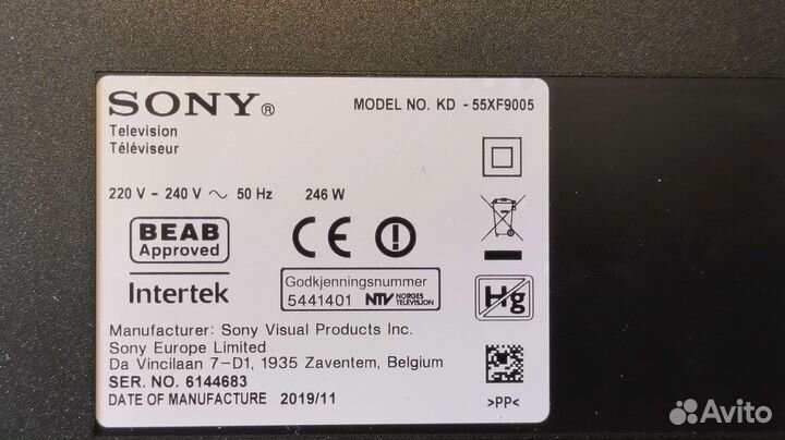 Sony KD-55XF9005 на запчасти