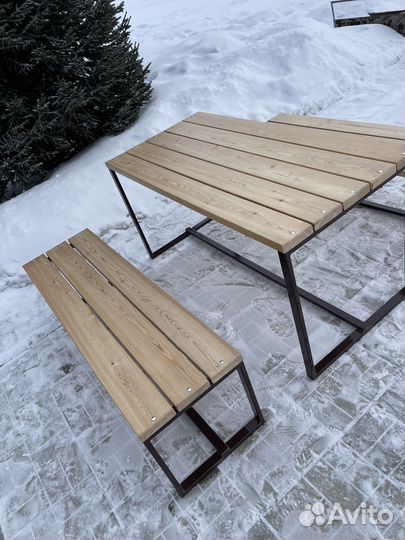 Комплект: Стол садовый и 2 лавки без спинки