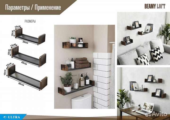 Полка настенная Лофт