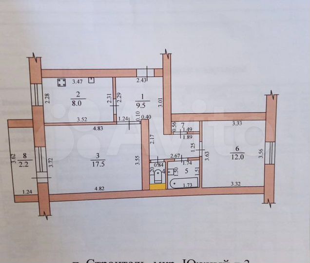 2-к. квартира, 51,4 м², 4/5 эт.