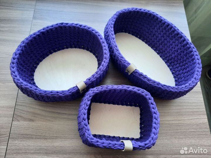 Вязаные корзинки ручной работы