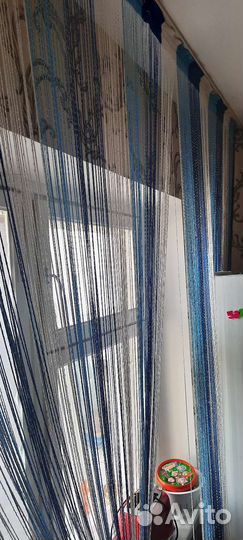 Нитяные шторы с карнизом потолочным