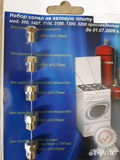 Форсунки (жиклеры) на газовую плиту