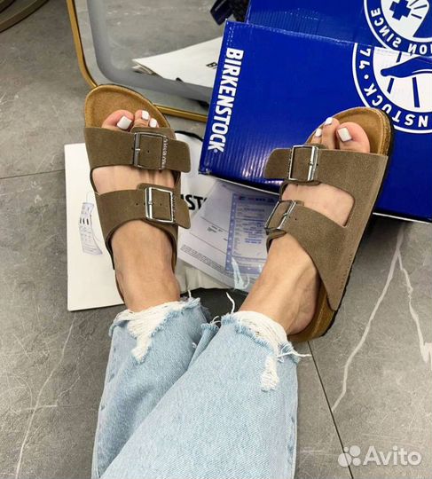 Шлепки birkenstock тапочки шлепанцы натуральные