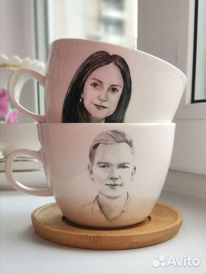 Подарок на свадьбу - чайный набор, ручная роспись