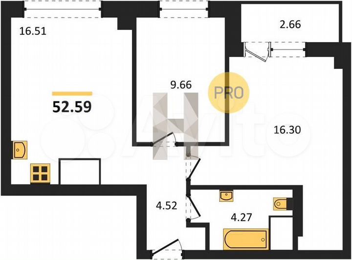 2-к. квартира, 52,6 м², 21/31 эт.
