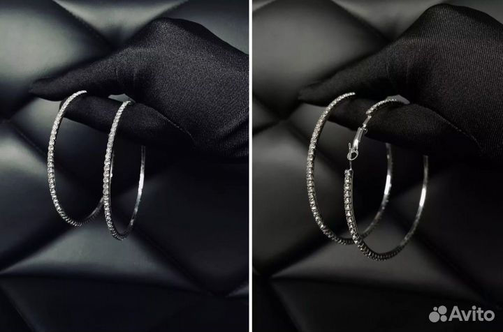 Новые серьги кольца со стразами