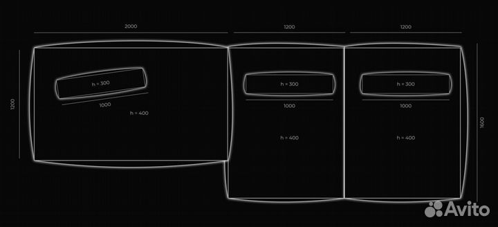 Диван 4400х1600 мм