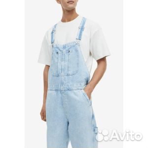 Комбинезон H&M Denim Relaxed Fit, голубой