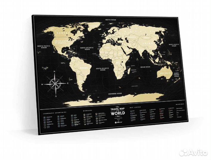 Новая скретч Карта мира в тубусе