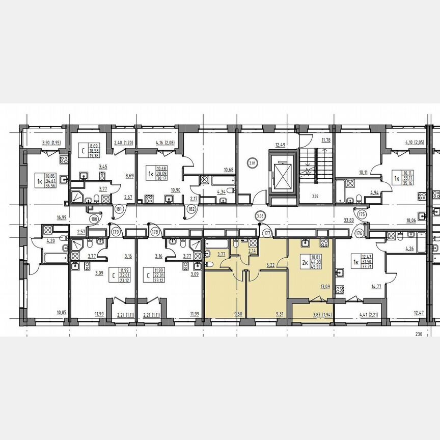 2-к. квартира, 46 м², 3/12 эт.