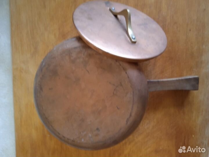 Антик медный ковш на подставке - фондю