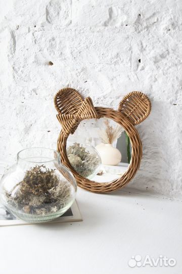 Зеркало плетёное из бумажной лозы (ручная работа)