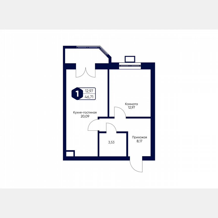 1-к. квартира, 46,7 м², 4/5 эт.