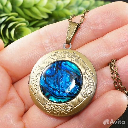 Медальон для фото с Гелиотисом Кулон Перламутр №31