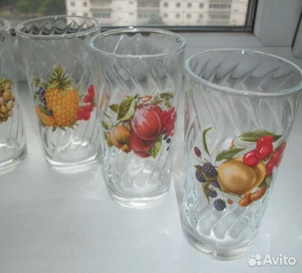 Набор стаканов фрукты,ягоды - 6 шт вместе, СССР