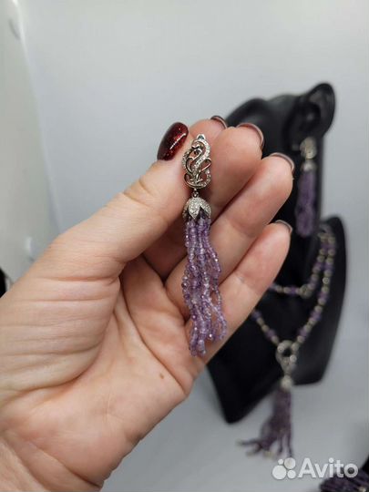 Комплект украшения с аметистом