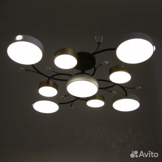 Люстра 'Ассами' 9хLED 216Вт 3000-6000К бело-золото