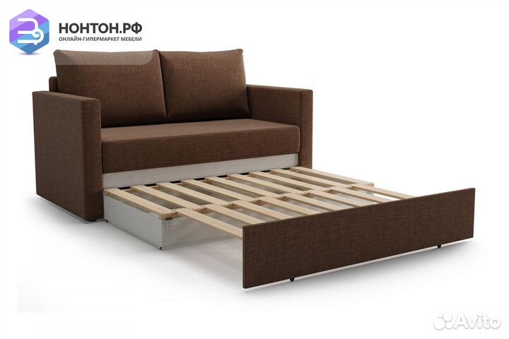 Диван выкатной Берг рогожка коричневая