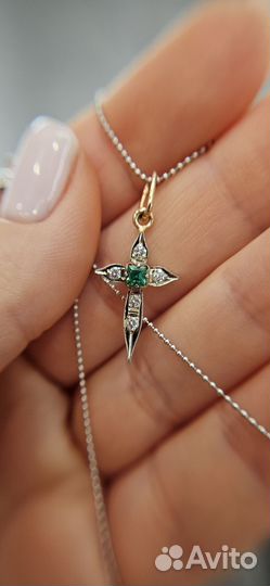 Подвеска крестик с бриллиантами СССР