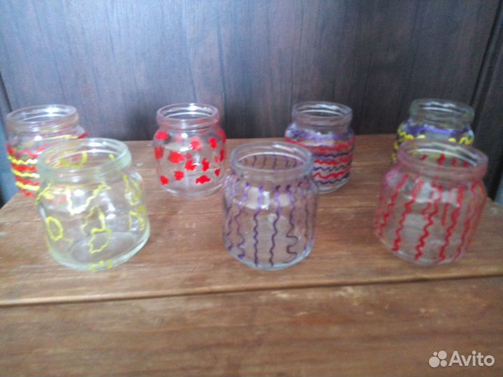 Разрисованная баночка для свечей, кистей и т. д