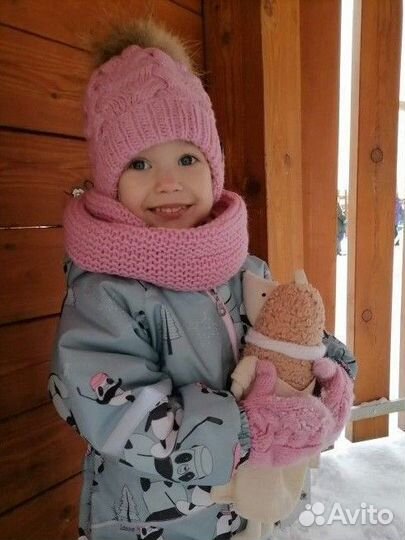 Комплект шапка, снуд и варежки