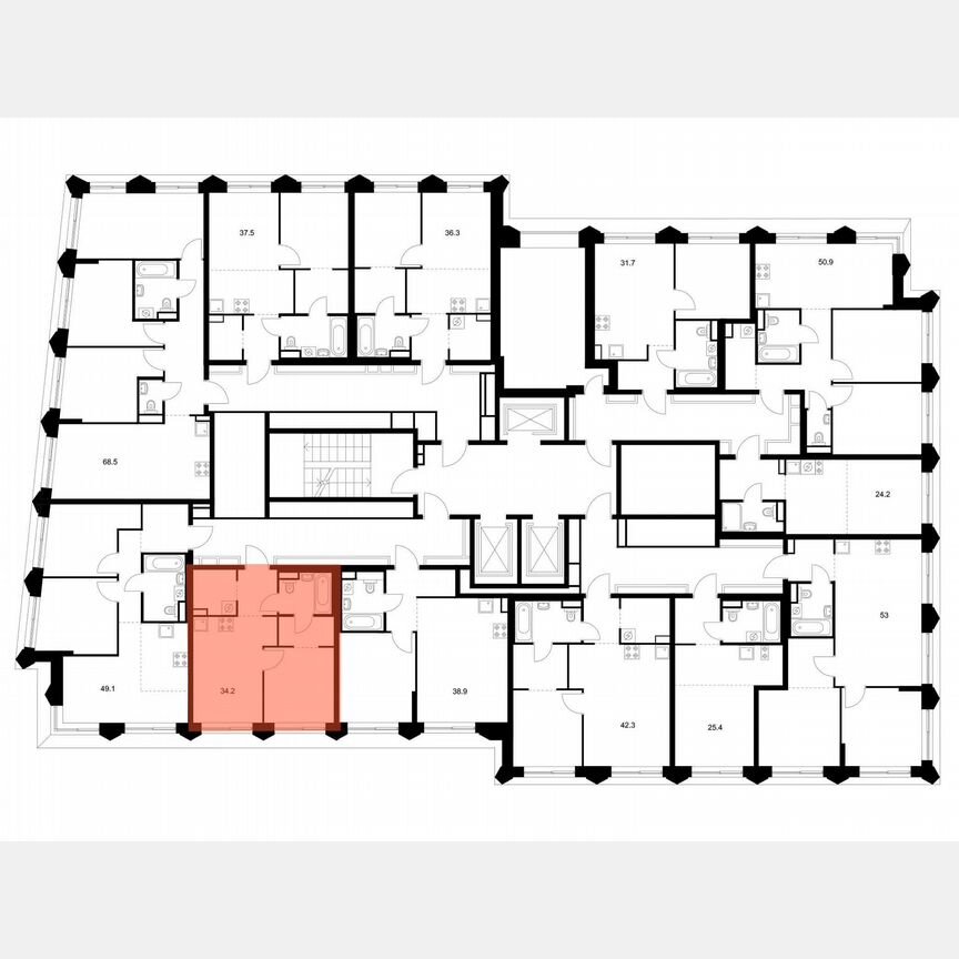 1-к. квартира, 34,2 м², 23/26 эт.
