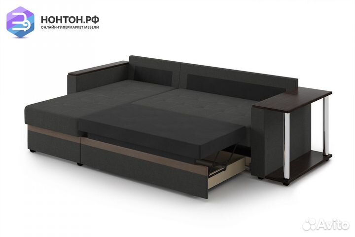 Диван угловой дельфин Атланта серый / коричневый