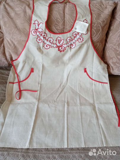 Фартук лен, с карельской вышивкой