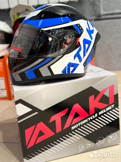 Шлем интеграл ataki JK316 Pattern (синий/белый/чер