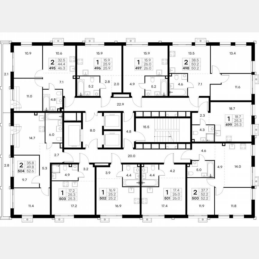 2-к. квартира, 52,2 м², 14/23 эт.