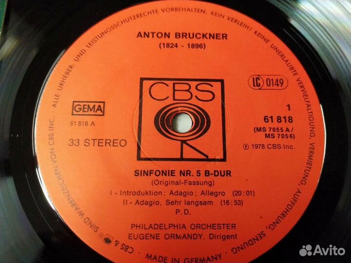 Брукнер симфония #5 винил Германия 1978