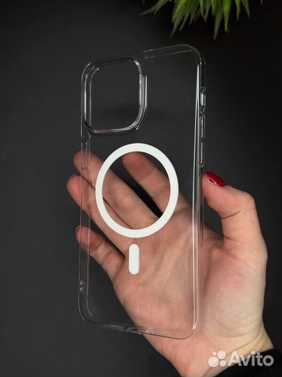 Чехол для iPhone прозрачный не желтеет с MagSafe