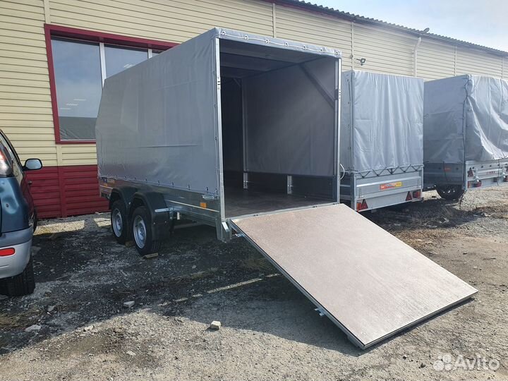Прицеп сст 7132 11 с борт-аппарель и тентом