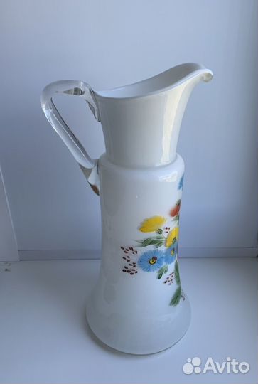 Кувшин СССР Молочное стекло Маки. Дятьковский хз